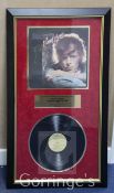 David Bowie. A signed presentation copy of the album Young Americans 1975, with COA, display