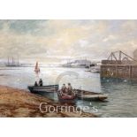 George Henry Jenkins (1868-1919)watercolour,Fishing boats in harbour,signed,9.5 x 13.5in.