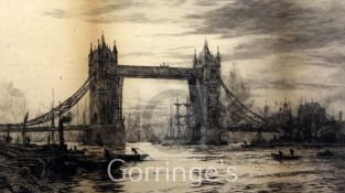 William Lionel Wyllie (1851-1931)etching,Tower Bridge,signed in pencil,overall 13.5 x 22.5in.