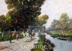 A. Azavinaoil on canvas,Edwardian park scene,signed and inscribed verso,20 x 28in.