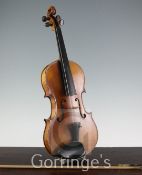 A 19th century French Colin of Nancy violin, with label dated 1881, cased with bow