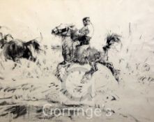 Edmund Blampied (1886-1966)lithograph,Horse riders,signed in pencil, numbered 6/3 Doz,overall 18.5 x