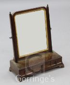 A George III mahogany toilet mirror, with three drawer box base, W.1ft 5.5in.