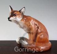 A large Royal Doulton figure of a seated fox, model no.HN2634, 26.5cm