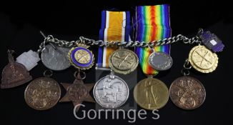 World War I: Two medals to Sgt W J Taylor, Royal Sussex Regiment and various rifle medals