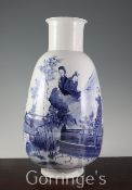 A large Chinese blue and white ovoid vase, Kangxi six character mark, late 19th century, 41cm