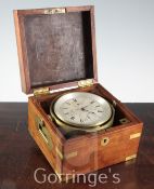 A Victorian mahogany and brass bound two day marine chronometer by A. Johannsen & Co, makers to