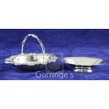 A late 1920's/early 1930's Georg Jensen planished sterling silver oval nut dish, design no. 568C, on