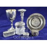 An Edwardian silver shooting related presentation goblet by Walker & Hall, with engraved