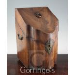 A George III herringbone strung knife box, with compartmentalised interior, 36cm