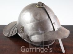 A Cromwellian style iron lobster tail helmet