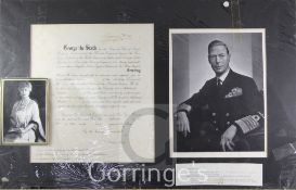 A George VI citation, granting a military division of the Order of the British Empire, to Captain