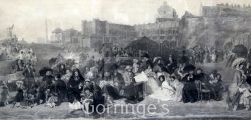 After William Powell Frith (1819-1909)engraving,"Life at the Seaside, Ramsgate 1854",25 x 45in.