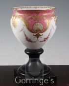 A Royal Worcester flower swag painted oviform vase, c.1902, the shoulder with gilt shells and