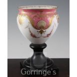 A Royal Worcester flower swag painted oviform vase, c.1902, the shoulder with gilt shells and