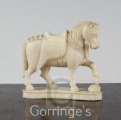 An Indian ivory model of a horse, 19th century, 6.4cm