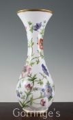 A 19th century French flower painted opaline glass baluster vase, 39.5cm