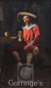 Camillo Innocenti (1871-1961)oil on wooden panel,Cavalier holding a glass of wine,signed and dated