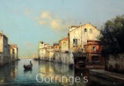 § Antoine Bouvard (French, 1870-1956)oil on canvas,A Venetian backwater,signed,15 x 21.5in.