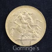 An Edward VII gold two pounds, 1902, Good EF, possibly matt proof