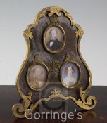 Three Victorian oil on ivory portrait miniatures of members of the Huggins family (Lion Brewery),