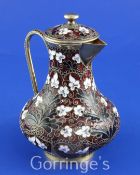 A mid 20th century Soviet Russian 88 zolotnik silver gilt and cloisonne enamel baluster jug and