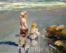 § Ken Moroney (b.1949)oil on board,'My Big Brother, (Worthing)',signed,16.5 x 20in.