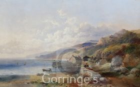 Joseph Horlor (1809-1887)oil on canvas,Clovelly Harbour, Devon 1860,signed,24 x 38in.