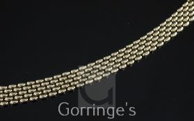 A stylish 9ct gold oval brick link bracelet, 30 grams, 7.75in.
