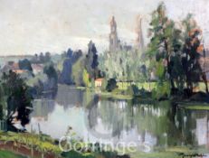 § Georges Charles Robin (French, 1903-2003)oil on panel,'St Laurent-sur-Seine (Vendeé)',signed,10