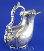 A Victorian textured silver Askos jug by John Hunt & Robert Roskell, with applied cast goat