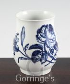 A Worcester Thorny Rose pattern baluster shaped mug, c.1775, with moulded C shaped handle, unmarked,