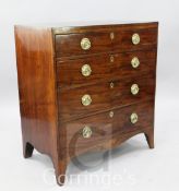 A Regency mahogany caddy top chest, of four graduated long drawers, on bracket feet, W.2ft 10in. D.