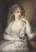 A German porcelain plaque of a Vestal Virgin, late 19th century, after the original painting by