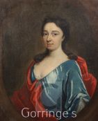Manner of Charles Jervas (1675-1739)oil on canvas,Portrait of a lady wearing a blue dress,30.5 x