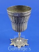 A late 19th/early 20th century Turkish silver goblet, of tapering form, with engraved wavy