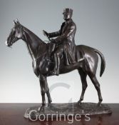 Georges Malissard (1877-1942) A bronze model of Marshal Foch on horseback, signed on naturalistic