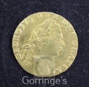A George III gold half guinea, 1796, good VF
