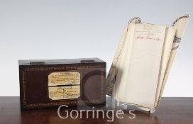 Masonic Interest. A Victorian inlaid mahogany alms box, with ivory plaque set to the lid and