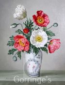 James Noble (1919-1989)oil on board,Iceland Poppies,signed, inscribed verso and dated 1986,14.5 x