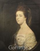 Attributed to Thomas Beach (1738-1806)oil on canvas,Portrait of a young lady wearing a white dress,