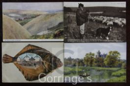 Sussex - Decorative and Coloureds. 100 assorted postcards including Tuck's Oilettes