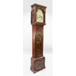 Edward Woodward of London. An early 18th century red chinoiserie lacquered eight day longcase clock,