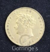 A George IV gold half sovereign, 1828, near EF