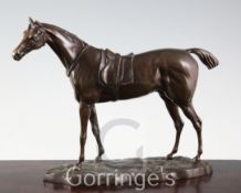 John Willis Good (1845-1879) A bronze model of a saddled horse, on signed naturalistic base,