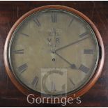 Dutton of Fleet Street. A Victorian mahogany wall clock with Crowned VR monogram and 1847 date to