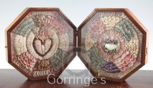 A 19th century sailor's shellwork double Valentine, decorated with a heart and flower motif and