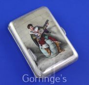 A late Victorian silver and enamel cigarette case by Sampson Mordan & Co, of rounded rectangular