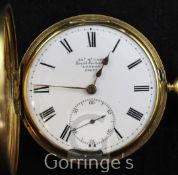 A Victorian 18ct gold keywind lever half hunter pocket watch by McCabe, Royal Exchange, London, with