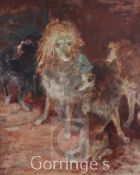 § Kurt Meyer-Eberhardt (1895-1977)oil on wooden panel,Circus dogs,monogrammed,24 x 19.5in.A